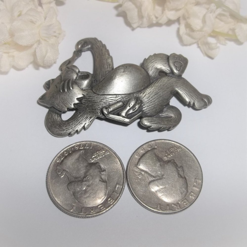 VINTAGE Brooch, Cat Brooch, Cat Jewelry, Cat Pin, Vintage Cat Brooch, JJ 8284 - Picture 3 of 8